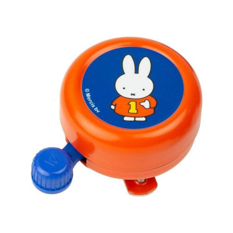 Oranje Widek Nijntje eerste fietsbel van staal met afbeelding van Nijntje, geschikt voor kinderfietsen.