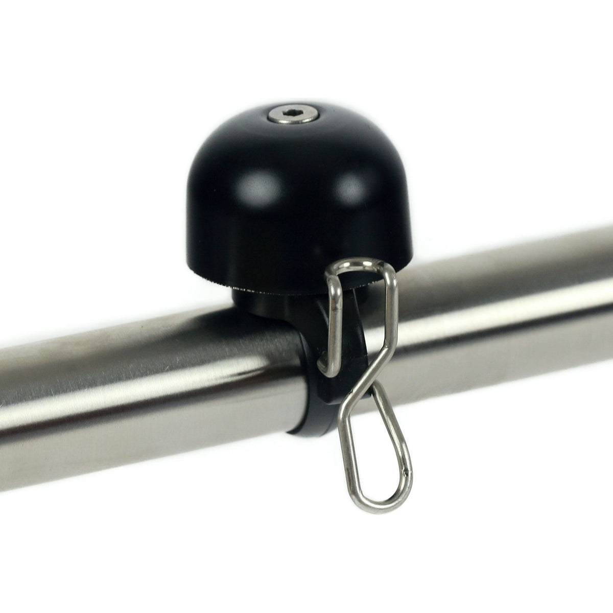 Zwart Widek paperclip mini bel voor fiets, compacte fietsbellen met geluid, geschikt voor veilig fietsen.