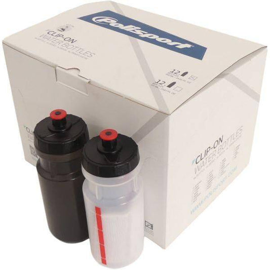 Display Met 12 Bidons Bidon Polisport 500 Ml - Assortiment Zwart /Transparant - Le Coq Wielerartikelen