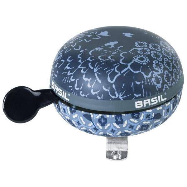 Basil Bohème fietbel 80 mm Ding-Dong, ronde metalen fietsbel met blauwe afwerking en klassieke uitstraling.