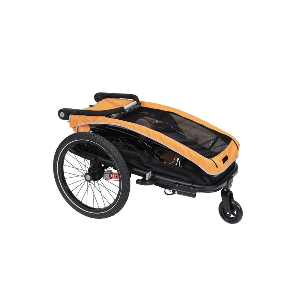 Oranje XLC Mono S Bs-C09 kinderfietskar voor 1 persoon, stevig frame en ruime binnenruimte, geschikt voor jonge kinderen