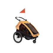 XLC Kinderfietskar Duo S BS-C10 in oranje met twee zitplaatsen en stevige frame, geschikt voor veilige familiefietstochten
