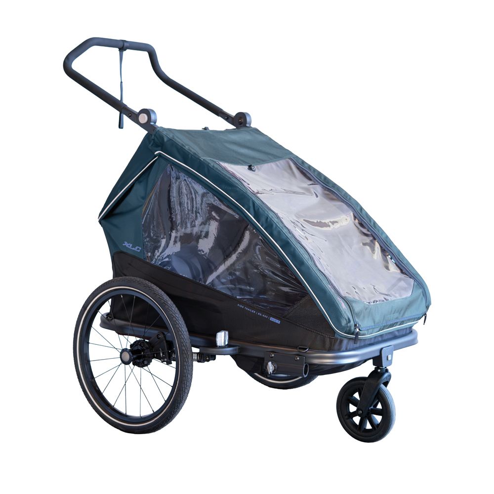 XLC Duo T BS-K02 kinderfietskar voor 2 kinderen, petrolkleur, stevig frame en comfortabele zitplaatsen voor veilig rijden