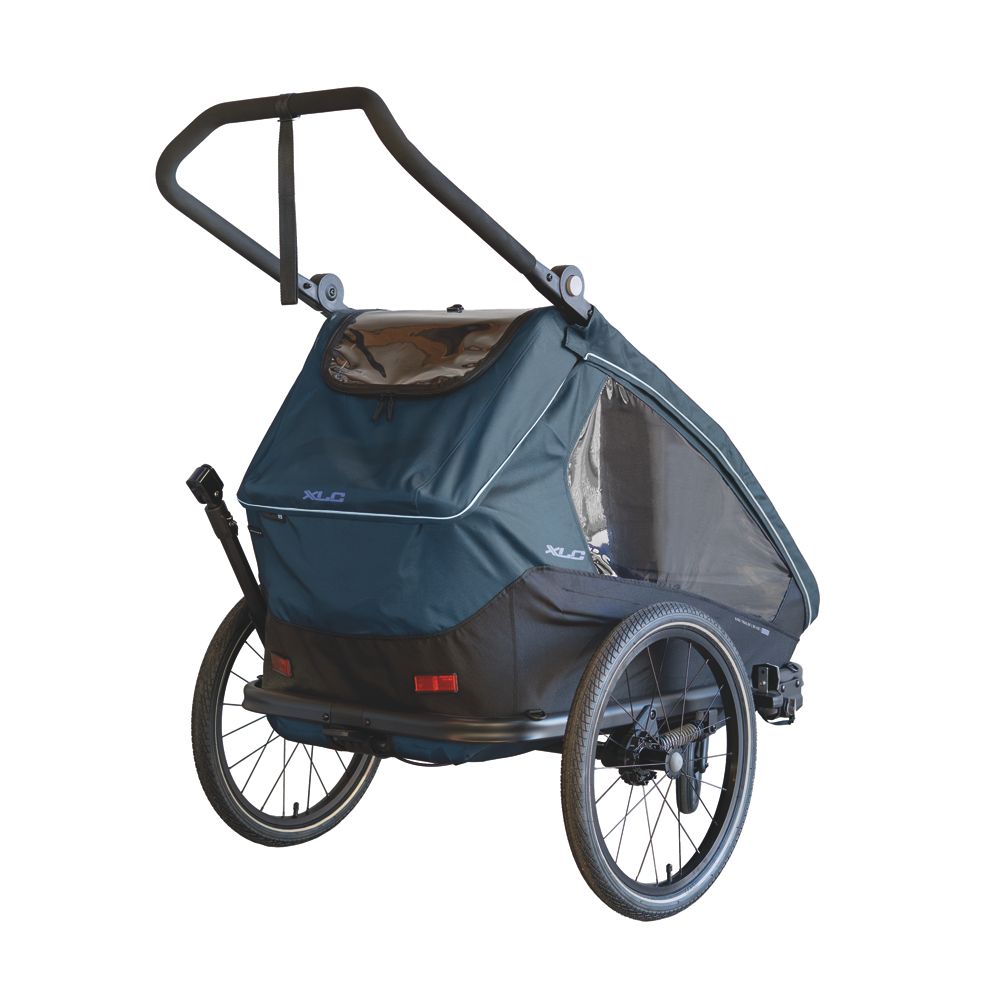 Fietskar XLC Duo T BS-K02 voor 2 kinderen, petrolkleur, kinderfietskar met ruime binnenruimte en stevige constructie.