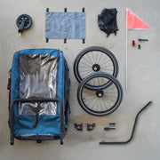 XLC Duo T BS-K02 kinderfietskar voor 2 kinderen in petrol, geschikt voor veilige en comfortabele fietstochten.