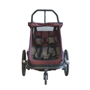 Kinderfietskar XLC Duo T BS-K02 voor 2 kinderen, burgundy kleur, stevig frame en comfortabele zitplaatsen.