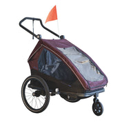 Kinderfietskar XLC Duo T BS-K02 voor twee kinderen, burgundy kleur, geschikt voor veilige fietstochten.