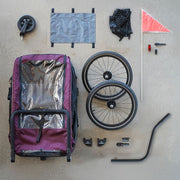 XLC Duo T BS-K02 kinderfietskar in burgundy voor twee kinderen, geschikt voor veilige fietstochten.