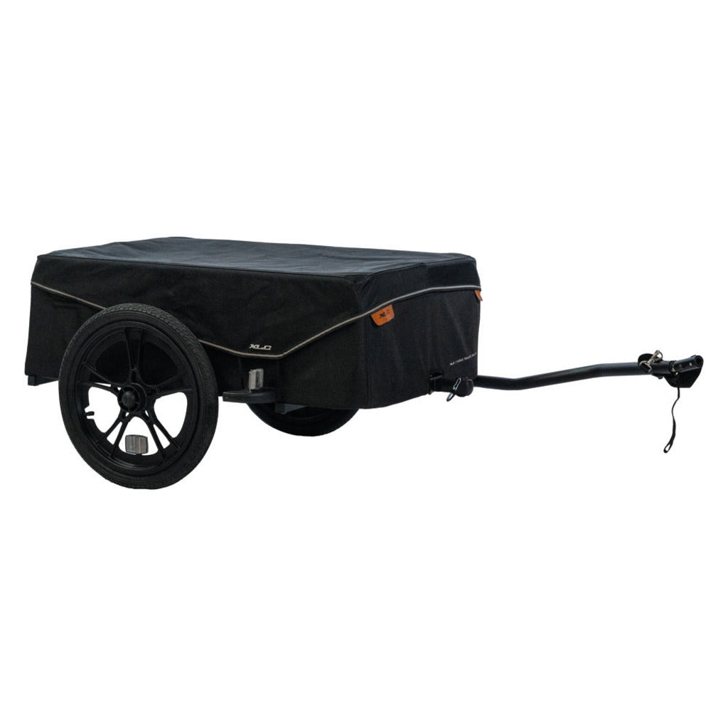 Zwarte XLC Cargo BS-C11 fietskar met 16-inch wielen, inklapbaar, geschikt voor transport en boodschappen.