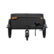 Zwarte XLC Cargo BS-C11 fietskar 16 inch inklapbaar voor transport, zichtbaar met gesloten frame en wielen.