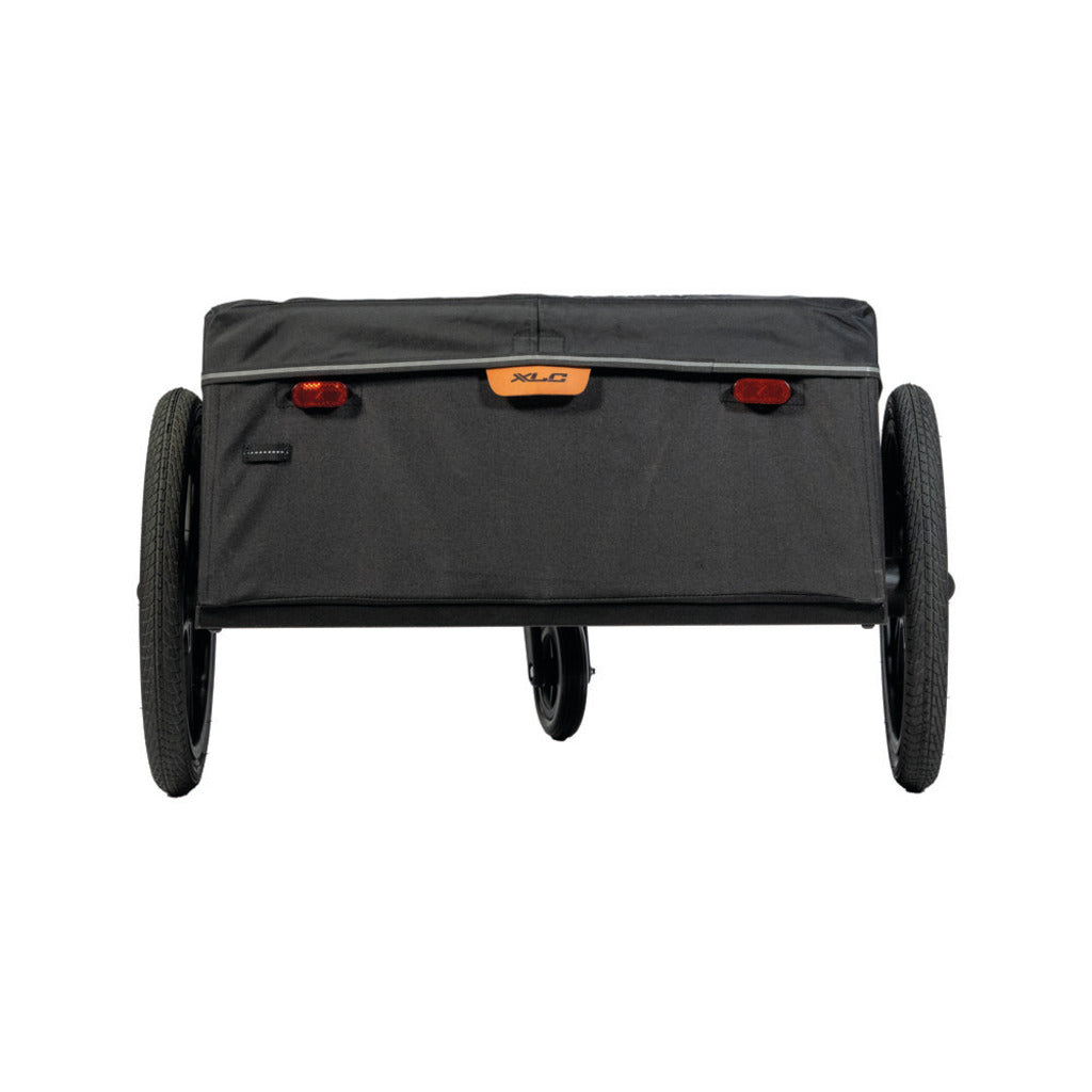 Zwarte XLC Cargo BS-C11 fietskar van 16 inch, inklapbaar voor transport en boodschappen, zichtbaar in de afbeelding.