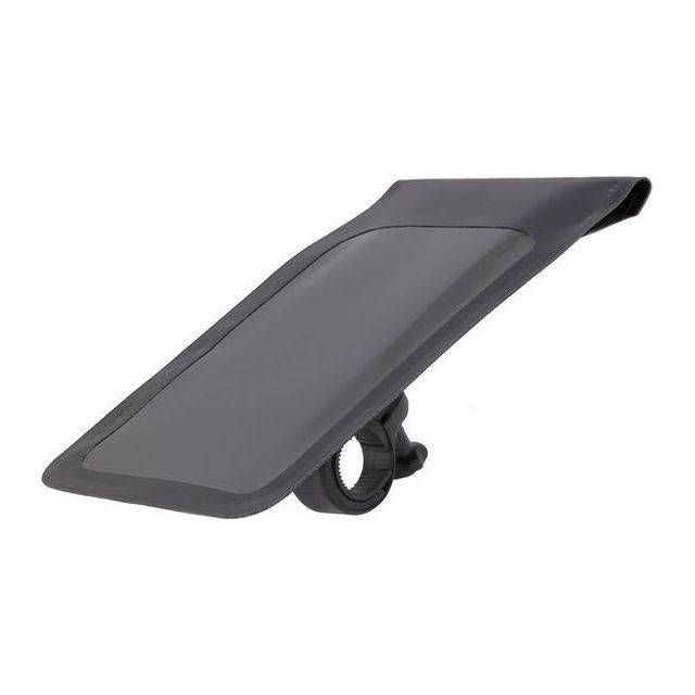 Zwarte Mirage Phone Pocket XL fiets telefoonhouder, spatwaterdicht design met ruimte voor smartphone op de fiets.