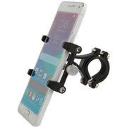 Zwarte Mirage G20 aluminium fietsenhouder voor telefoon met diameter van 22-25,4 mm, stevig en geschikt voor fietsgebruik.