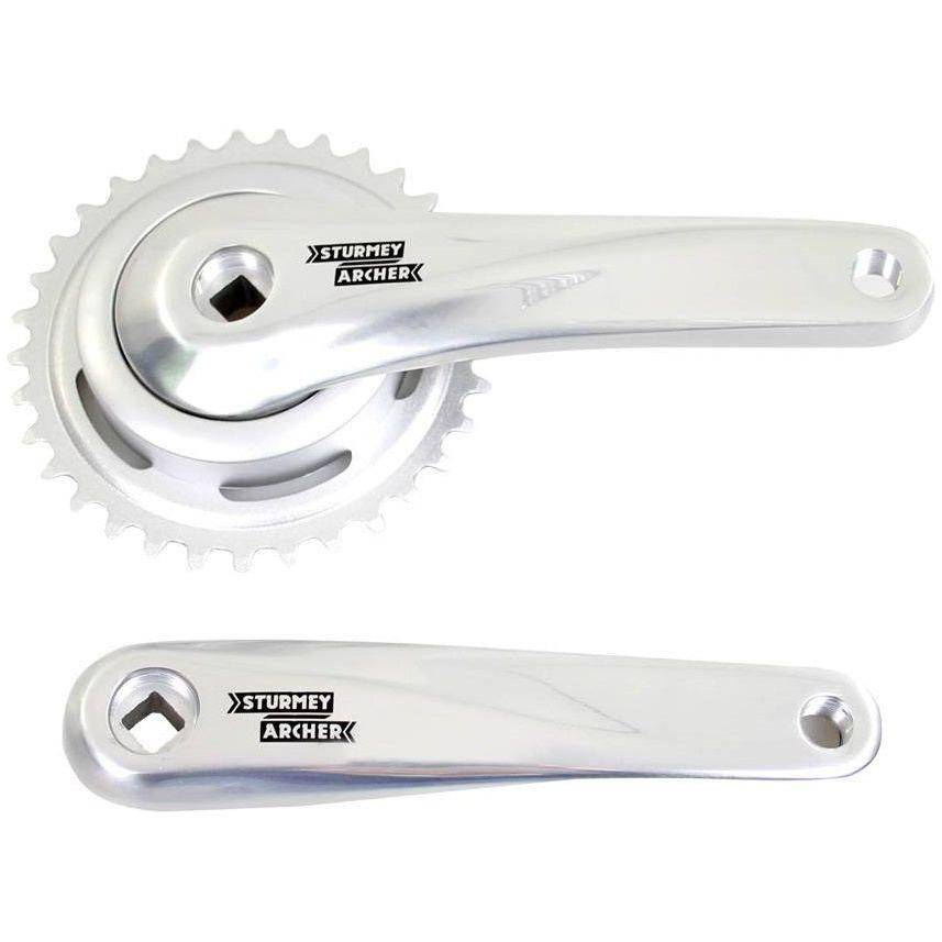 Sunrace Fcs603 stadsfiets crankstel in zilver, 170mm, 33T, 92mm afdekkap voor vierkante trapas, zichtbaar in afbeelding