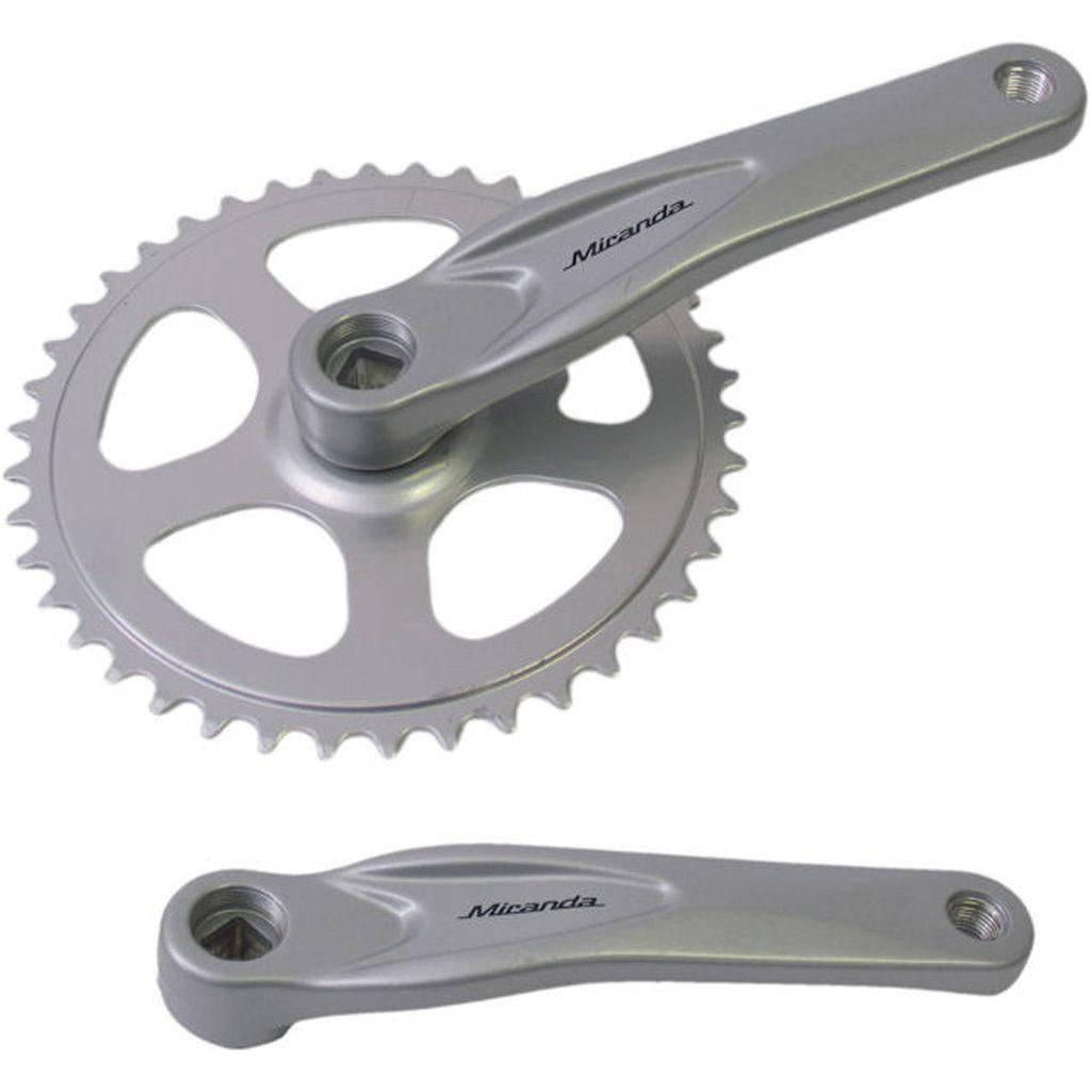 Miranda stadsfiets crankstel 42T aluminium zilver voor 3/32" ketting, geschikt voor Miranda Alfa 1 fietsen