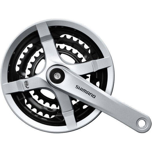 Shimano Crankstel 6/7/8 Speed Fc-Ty501 170Mm Met Kettingscherm - Zilver - Le Coq Wielerartikelen