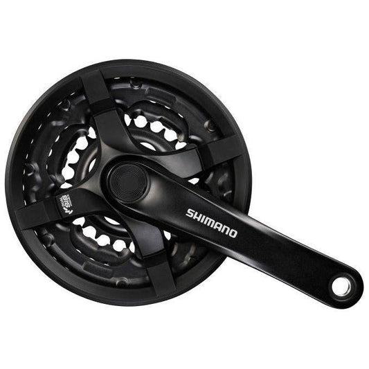 Shimano Crankstel 6/7/8 Speed Fc-Ty501 170Mm 48X38X28T Met Kettingscherm - Zwart - Le Coq Wielerartikelen