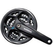 Shimano Altus trekking crankstel FC-CM311 met 48/38/28T kettingbladen en kettingbeschermer in zwart, geschikt voor 7/8 snelheden