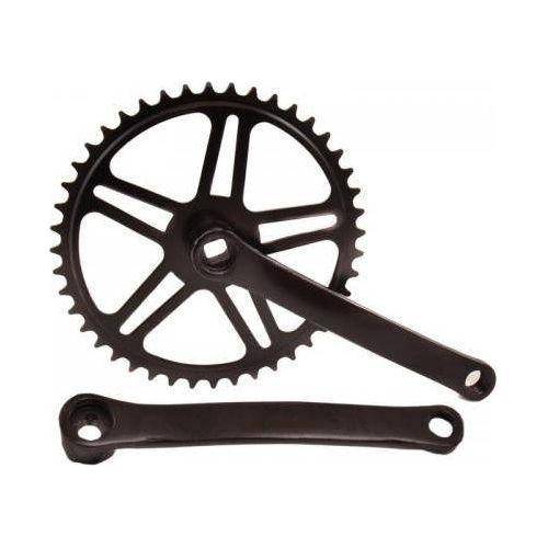 Zwart Vinty Spieloos stadsfiets crankstel 44T voor vierkante as, 170 mm crankarm, zichtbaar op de afbeelding