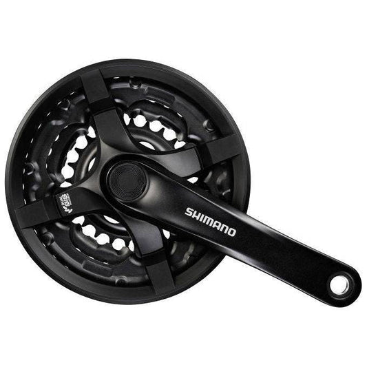Shimano Crankstel 6/7/8 Speed Fc-Ty501 - 175Mm 48X38X28T Met Kettingscherm - Zwart - Le Coq Wielerartikelen