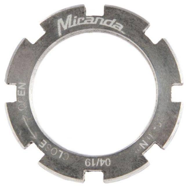 Zilveren kettingbeschermer en sluitring Miranda Bosch 4-5mm offset M30, crank toebehoren, zichtbaar op de afbeelding