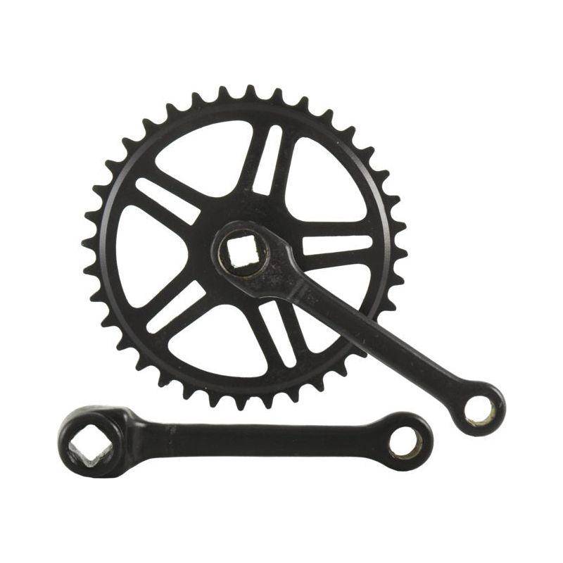 Zwart Vinty stadsfiets crankstel 36T 1/8" Spieloos 130mm, geschikt voor comfortabele ritten op de fiets