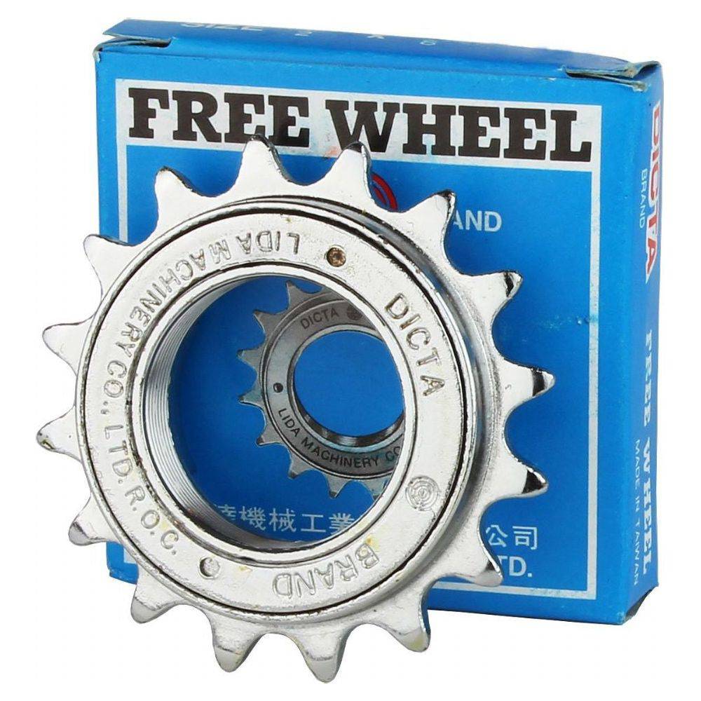 Vinty Single Freewheel Full-Ball 18 Tands, geschikt voor fietsonderdelen, zichtbaar met metalen tanden en bevestigingsring