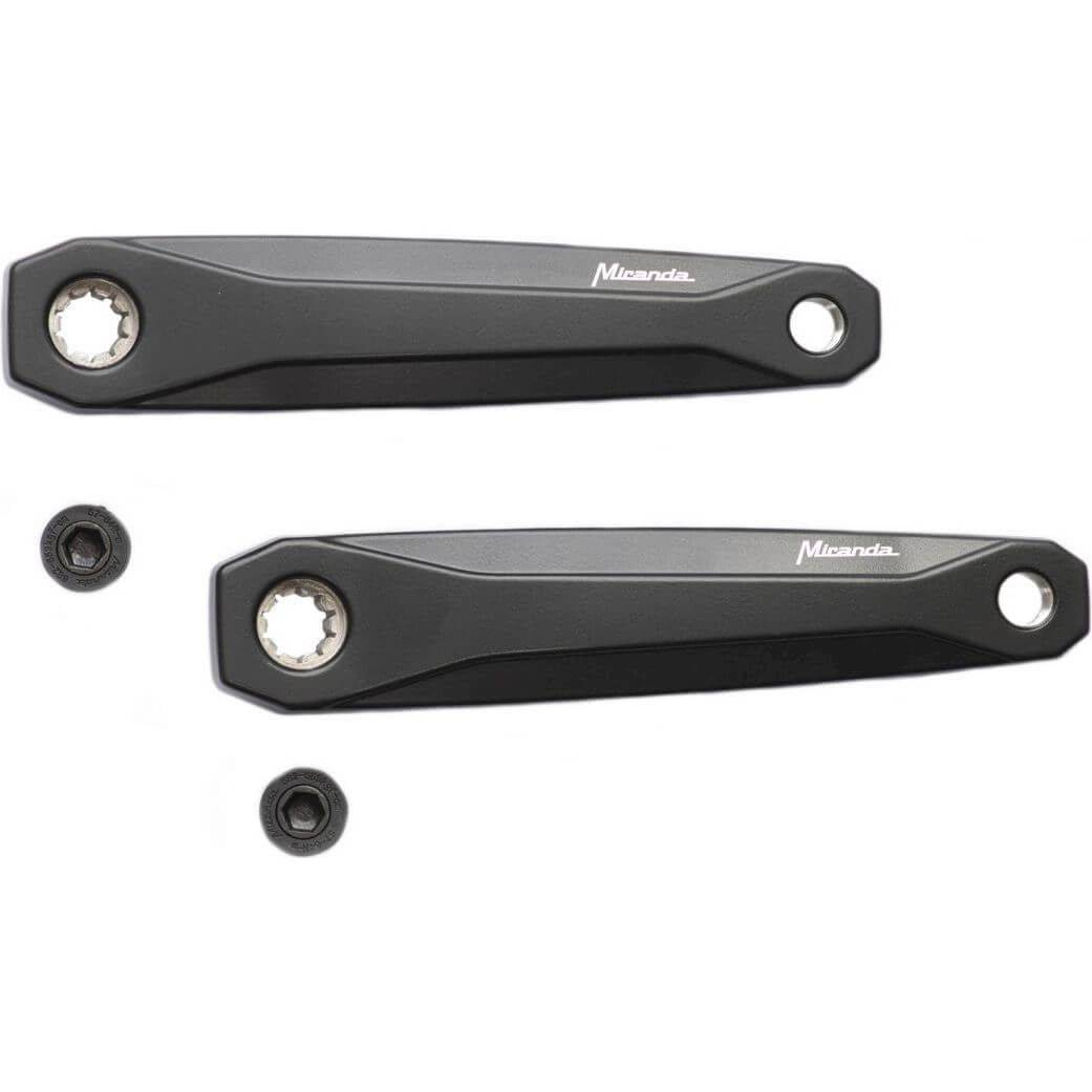 Zwarte Miranda Lambda crankset met 170 mm crankarm, links en rechts, Bosch3 offset, geschikt voor e-bikes.