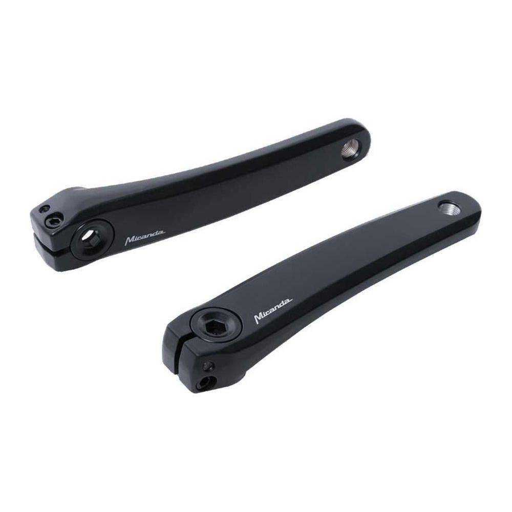 Zwarte Miranda Delta S crankstel links en rechts voor Shimano Steps, inclusief crankarm, geschikt voor e-bikes.