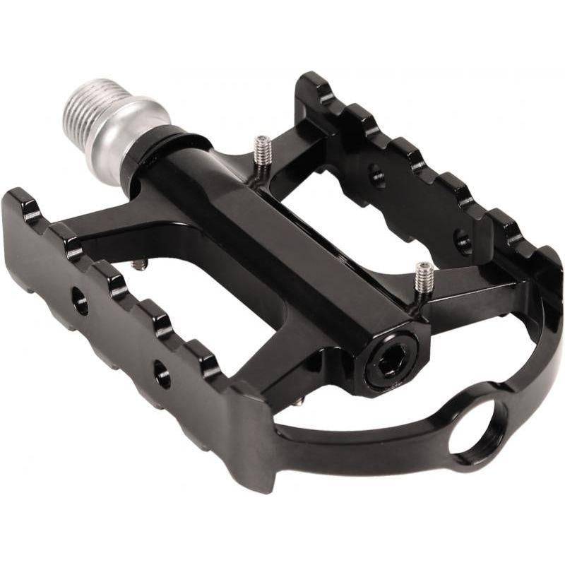 Zwarte Tecora BMX pedaalset E Tecmulti, robuust en geschikt voor mountainbikes en BMX-fietsen.