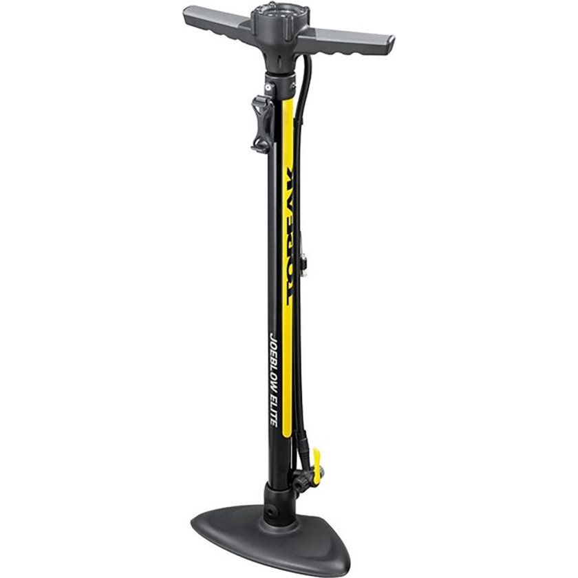 Topeak Joeblow Elite vloerpomp met digitale meter en comfortabele handgreep voor snel oppompen van banden