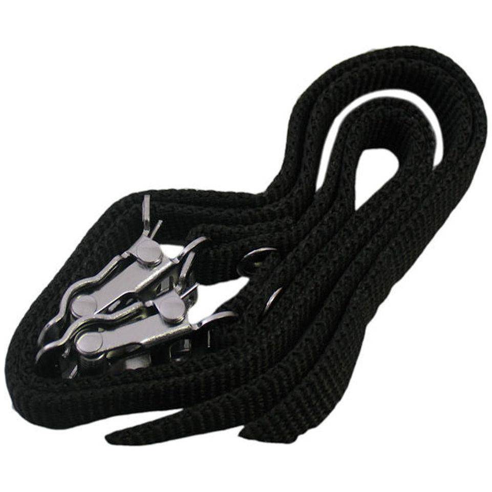 Zwarte nylon Edge pedaalriempjes, verstelbaar, geschikt als fietsaccessoire, zichtbaar in de afbeelding.