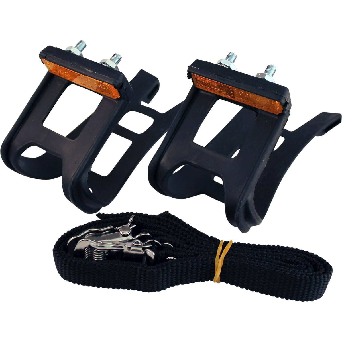 Marwi complete pedaalclips met riempjes, geschikt voor fiets pedalen, zwart kunststof en verstelbare banden voor comfortabel gebruik