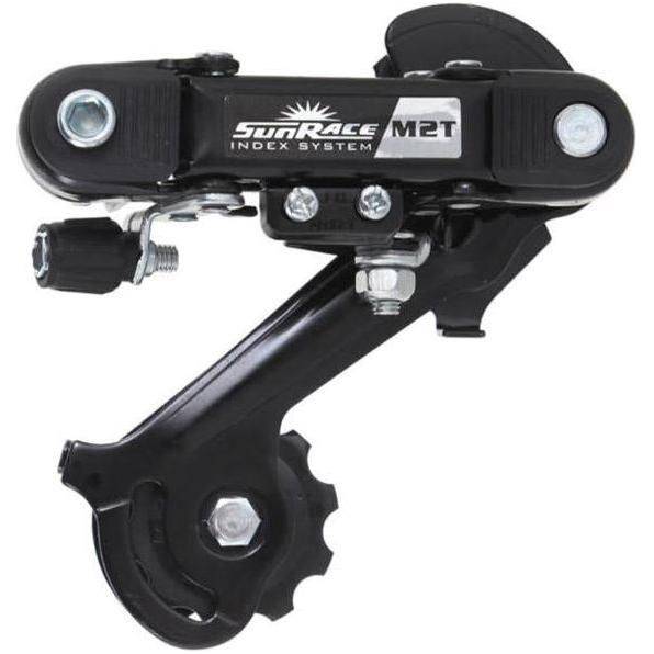 Sunrace achterderailleur Rdm2T 6/7V met lange kooi voor directe montage, zichtbaar met oog, geschikt voor racefiets.