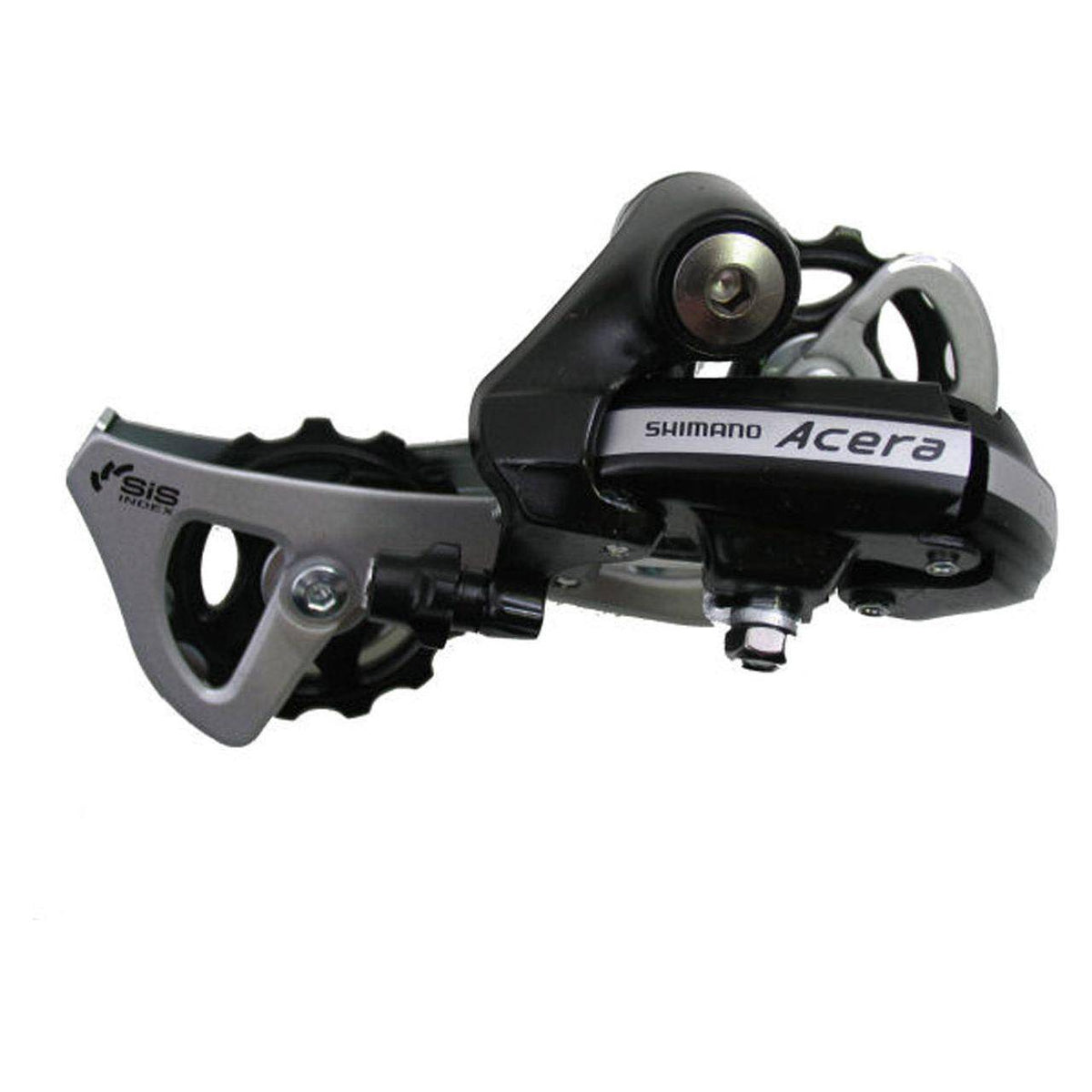 Shimano Acera RD-M360 achterderailleur 7/8-speed, zwart, voor mountainbike of stadsfiets, zichtbaar in de afbeelding.