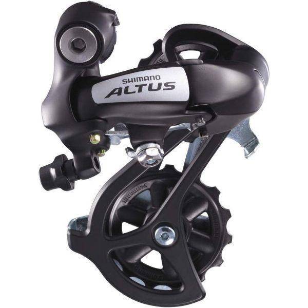 Shimano Altus RD-M310 achterderailleur voor 7/8-speed fietsen, brede link en megapulley voor soepel schakelen.