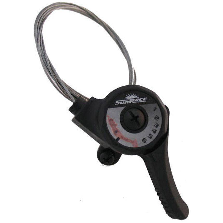 Sunrace 6-speed derailleurversteller links duimshifter voor naafversnellingen, gemakkelijk te bedienen en geschikt voor diverse fietsen.