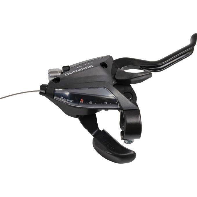 Shimano ST-Ef500 7-speed shifters met remhendel rechts, zwart, 2 vingers, geschikt voor fietsverstelling.