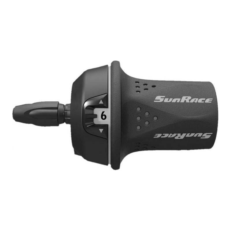 Sunrace 6-speed TSM21 rechts shifter, fietsversnellingshendel met ergonomisch ontwerp en duidelijke versnellingen zichtbaar