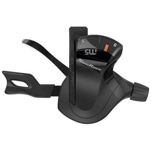 Zijaanzicht van een Sunrace Dlm500 8-speed rechter shifter voor snel- en soepel schakelen.