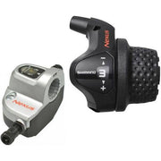 Shimano Nexus Revoshift 3-speed shifter met kabels en clickbox, zwart, geschikt voor fietsreparatie of montage.