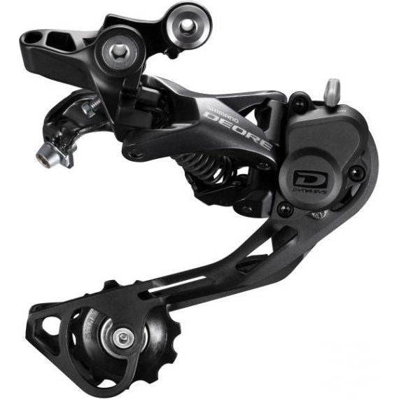 Shimano Deore RD-M6000 10-speed achterderailleur met SGS direct attachment en Shadow design, zichtbaar in de afbeelding.