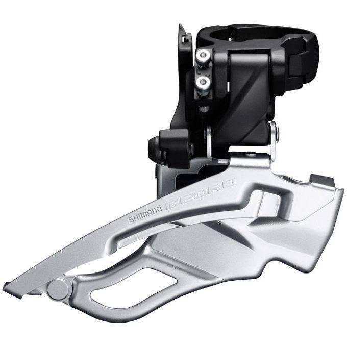 Shimano Deore FD-M6000 3x10-speed voorderailleur met hoge klem, zwart/zilver, geschikt voor 44-48 tanden, down swing.