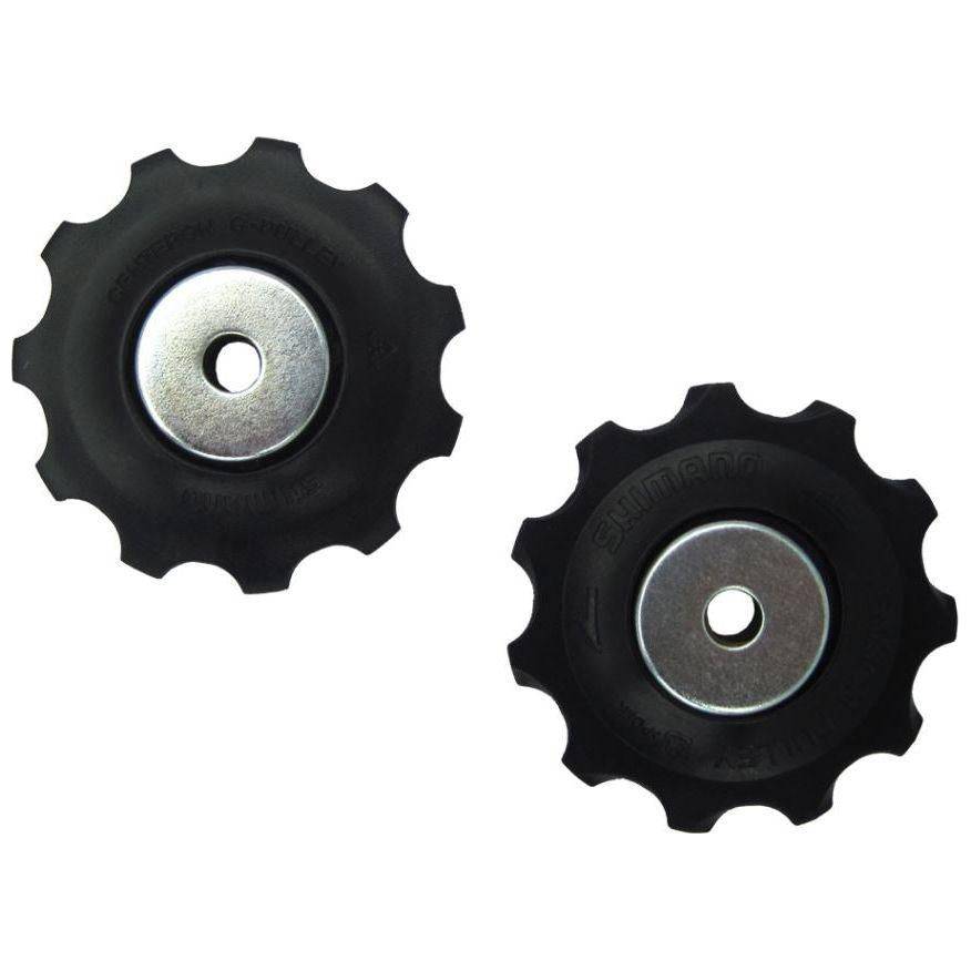 Shimano Deore RD-M6000 10-speed derailleurwieltje met lange kooi, onderdeel voor fietsversnellingen, zichtbaar in de afbeelding.