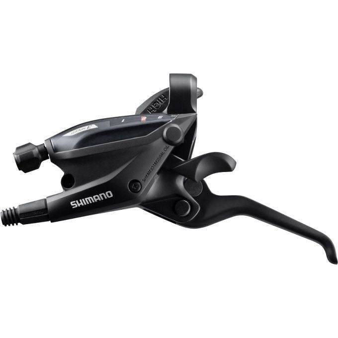 Shimano ST-EF505 3-speed shifters met remhendel voor linkerzijde, zwart, geschikte voor fiets met 3 versnellingen.