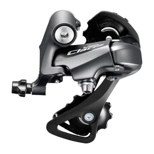 Shimano Claris RD-R2000 achterderailleur voor 8-speed fietsen, zichtbaar in zwart met montage en kabelaansluiting