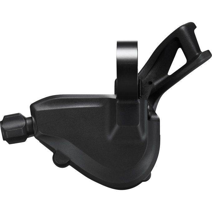 Shimano Sl-M5100 2-speed Rapidfire Plus schakelhendel voor MTB, zwart met bedieningsknoppen, zichtbaar op de afbeelding.