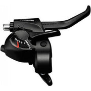Shimano ST-EF41 6-speed rechter shifter met remhendel in zwart, geschikt voor fietsbediening en gear shifting.