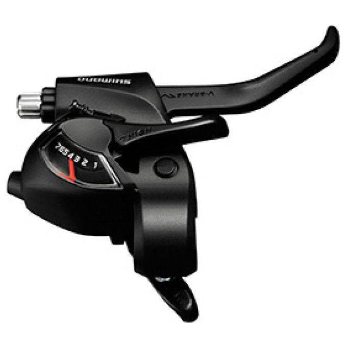 Shimano ST-EF41 rechthoekige 7-speed shifter met remhendel in zwart voor fietsversnellingen