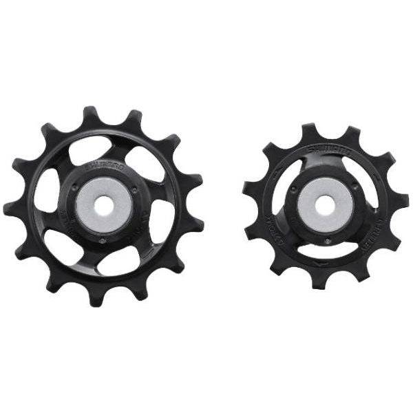 Shimano GRX derailleurwieltjes voor 11-speed, set van twee metalen wieltjes voor naafversnellingen, close-up opname